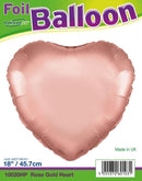 18" ROSE GOLD HEART PACKAGED FOIL