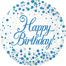 18" Sparkling Fizz Birthday Blue Holo Foil
