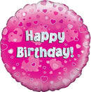 18" Happy Birthday Pink Holographic Foil