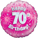 18" HAPPY 70TH BIRTHDAY PINK HOLOGRAPHIC FOIL