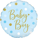 18" SPARKLING BABY BOY DOTS HOLOGRAPHIC FOIL