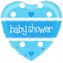 18" BABY SHOWER HEART BLUE HOLOGRAPHIC FOIL