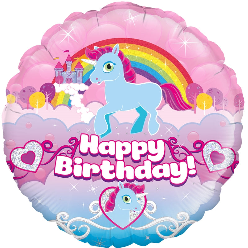 18" UNICORN RAINBOW BIRTHDAY HOLOGRAPHIC FOIL