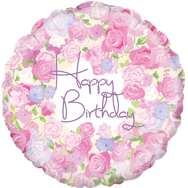 18" VINTAGE FLORAL BIRTHDAY FOIL