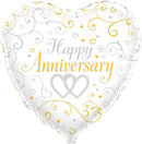 18" HAPPY ANNIVERSARY LINKED HEARTS FOIL