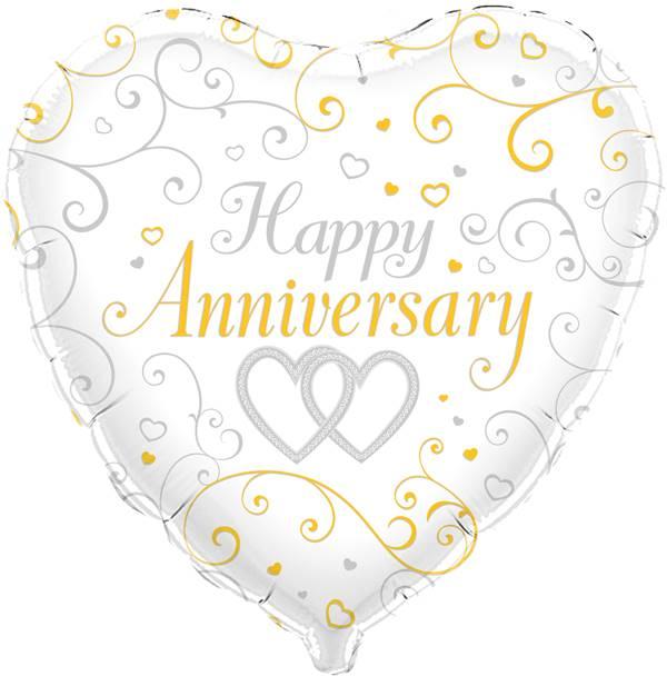 18" HAPPY ANNIVERSARY LINKED HEARTS FOIL