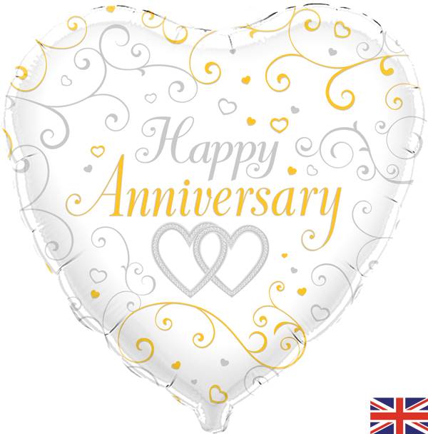 18" HAPPY ANNIVERSARY LINKED HEARTS FOIL