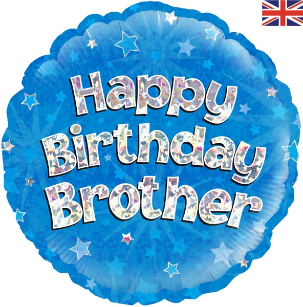18" HAPPY BIRTHDAY BROTHER HOLOGRAPHIC FOIL