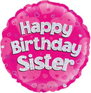 18" HAPPY BIRTHDAY SISTER HOLOGRAPHIC FOIL