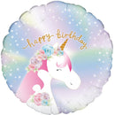18" PASTEL UNICORN BIRTHDAY IRIDESCENT FOIL