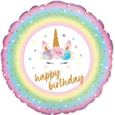 18" FLOWERS UNICORN BIRTHDAY HOLOGRAPHIC FOIL