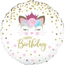 18" FLORAL KITTEN BIRTHDAY HOLOGRAPHIC FOIL
