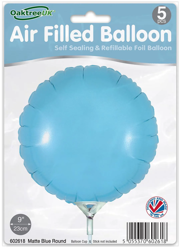 9" MATTE BLUE ROUND PACKAGED FOIL (PACK OF 5)