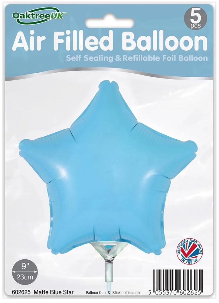 9" MATTE BLUE STAR PACKAGED FOIL (PACK OF 5)