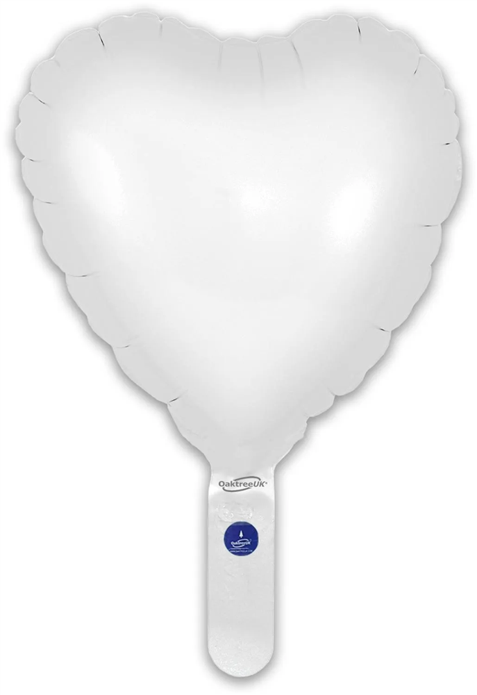 9" MATTE WHITE HEART PACKAGED FOIL (PACK OF 5)