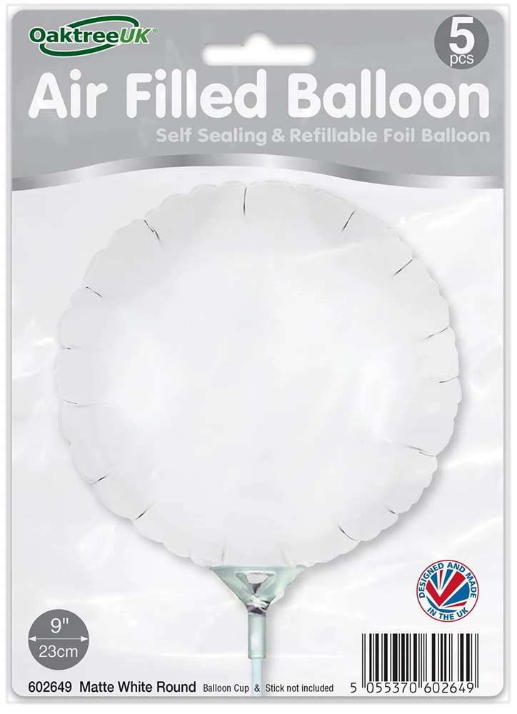 9" MATTE WHITE ROUND PACKAGED FOIL (PACK OF 5)