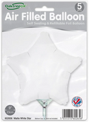 9" MATTE WHITE STAR PACKAGED FOIL (PACK OF 5)