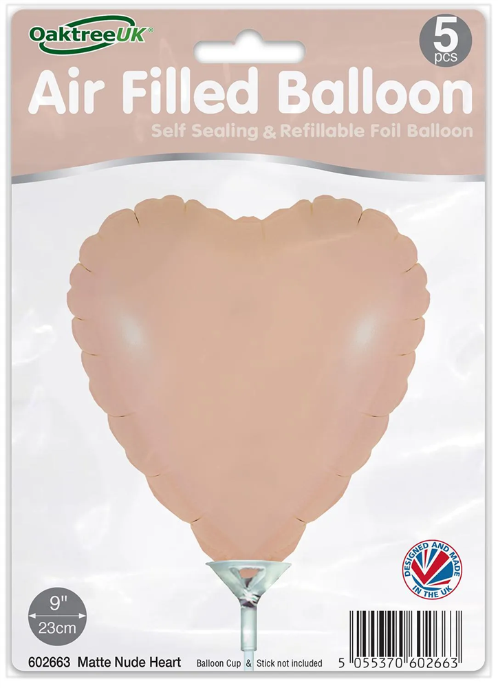 9" MATTE NUDE HEART PACKAGED FOIL (PACK OF 5)
