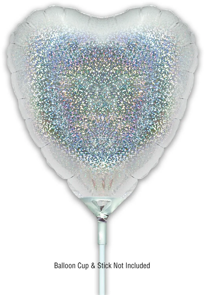 Oaktree 9" Holographic Silver Heart Foil