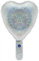 9" HOLOGRAPHIC SILVER HEART PACKAGED FOIL (PACK OF 5)