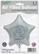 9" HOLOGRAPHIC SILVER STAR PACKAGED FOIL (PACK OF 5)