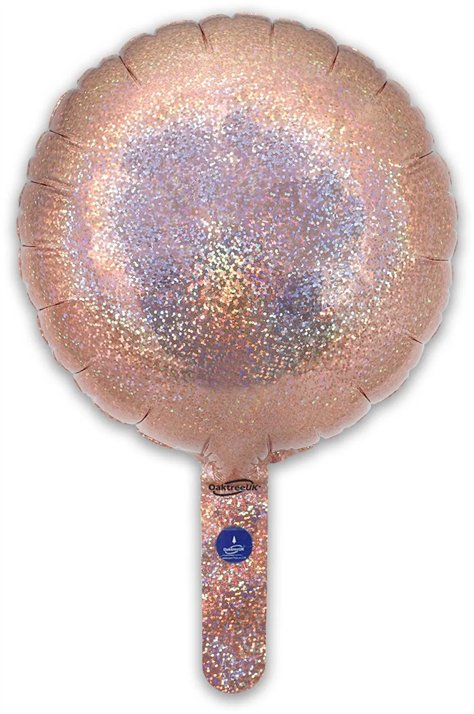 9" HOLOGRAPHIC ROSE GOLD ROUND PACKAGED FOIL (PACK OF 5)