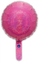 9" HOLOGRAPHIC PINK ROUND PACKAGED FOIL (PACK OF 5)