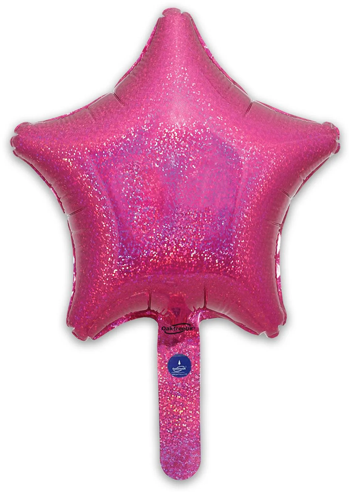 9" HOLOGRAPHIC PINK STAR PACKAGED FOIL (PACK OF 5)