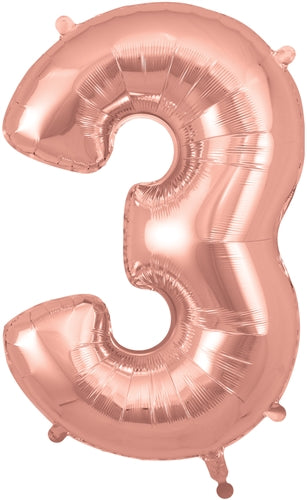 603530 34" Number 3 Rose Gold