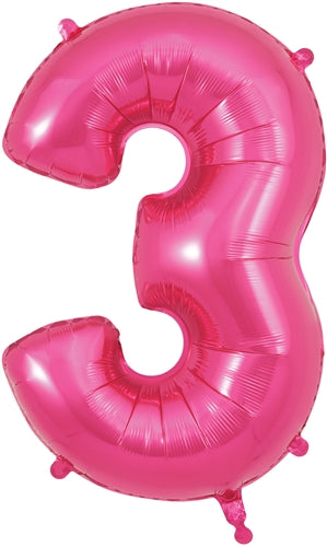 603837 34" Number 3 Pink