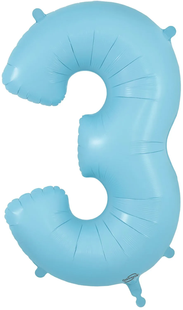 Oaktree 34" Number 3 Matte Blue Foil