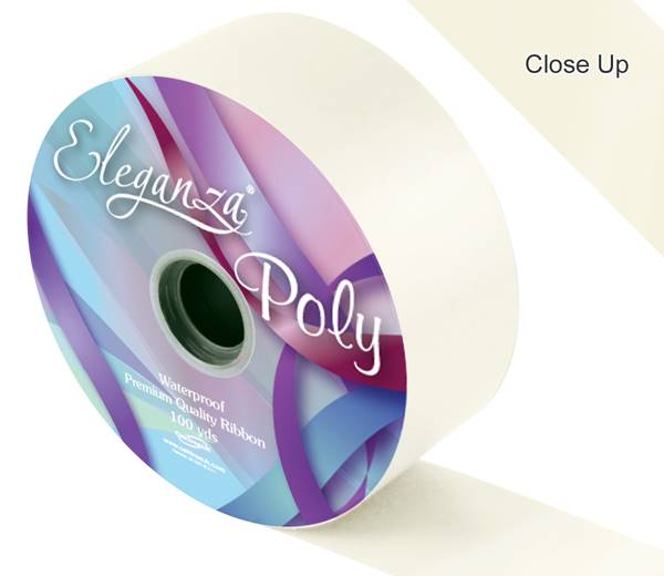 ELEGANZA POLY RIBBON IVORY 50MM X 91M (100YDS)
