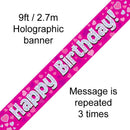 9FT BANNER HAPPY BIRTHDAY PINK HOLOGRAPHIC