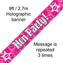 BANNER 9FT HEN PARTY HOLOGRAPHIC
