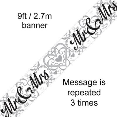 BANNER 9FT MR & MRS METALLIC