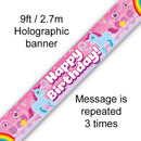 BANNER 9FT UNICORN RAINBOW BIRTHDAY HOLOGRAPHIC