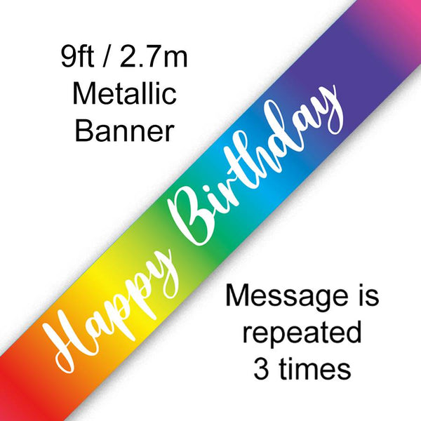 BANNER 9FT RAINBOW SCRIPT BIRTHDAY