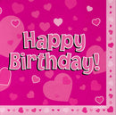 HAPPY BIRTHDAY PINK 33CM X 33CM 3-PLY NAPKINS 16PCS