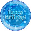 HAPPY BIRTHDAY BLUE 9"/23CM PLATES 8PCS
