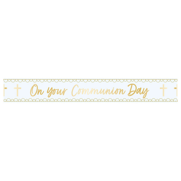 BANNER: BLUE BOTANICAL CELEBRATION COMMUNION FOIL BANNER 2.7m