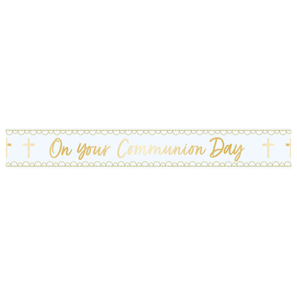 BANNER: BLUE BOTANICAL CELEBRATION COMMUNION FOIL BANNER 2.7m