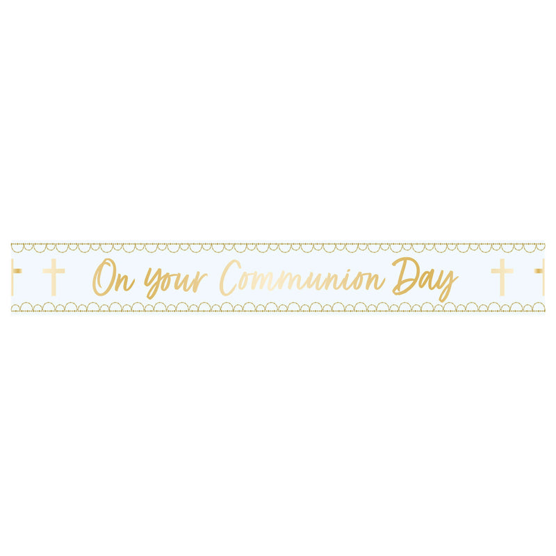 BANNER: BLUE BOTANICAL CELEBRATION COMMUNION FOIL BANNER 2.7m