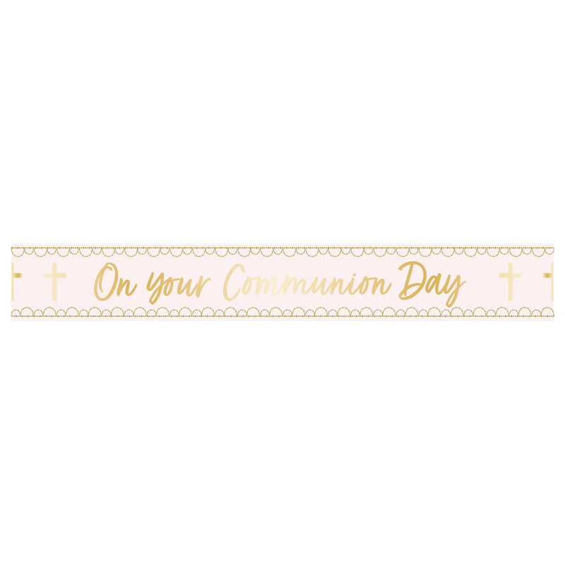 BANNER: PINK BOTANICAL CELEBRATION COMMUNION FOIL BANNER 2.7m