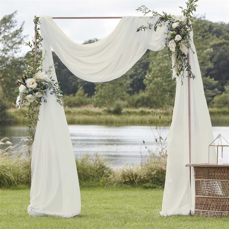 For the wow factor, display this gorgeous drapery to make your wedding reception feel more luxe. This ivory wedding draping measures 2.5m x 6m.