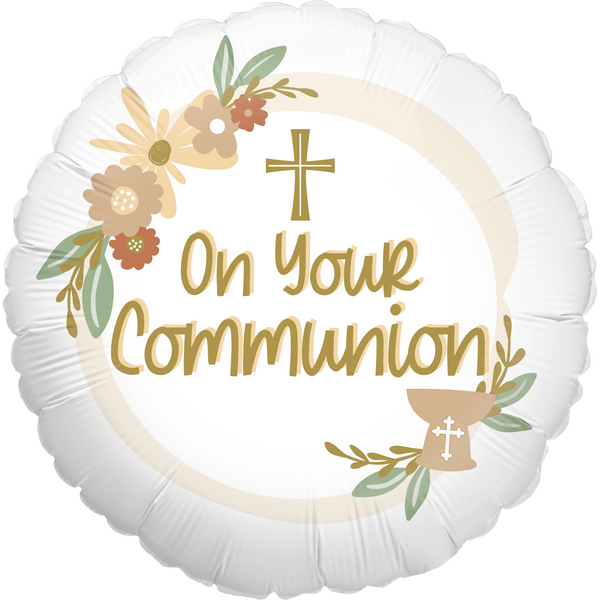 18" ROUND ON YOUR COMMUNION WHITE SPECIAL DESIGN FOIL