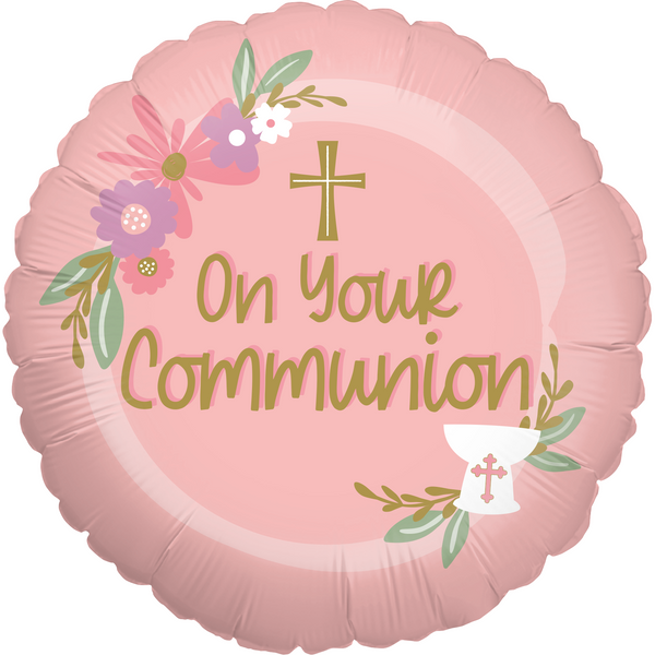 18" ROUND ON YOUR COMMUNION PINK SPECIAL DESIGN FOIL
