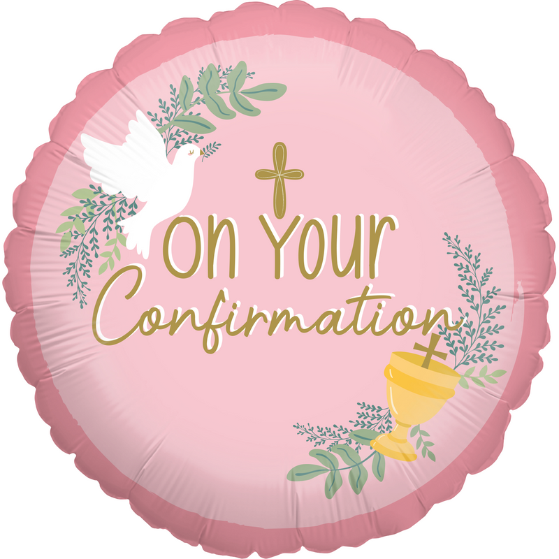 18" ROUND ON YOUR CONFIRMATION PINK SPECIAL DESIGN FOIL