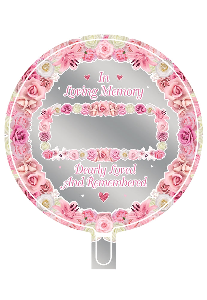 18" ROUND IN LOVING MEMORY PERSONALISED PINK