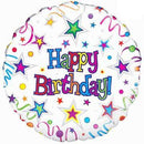 18" HAPPY BIRTHDAY RIBBONS & STARS FOIL