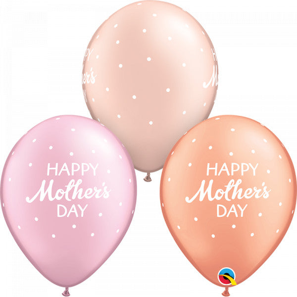 11" ROUND MOTHER'S DAY PETITE POLKA DOTS LATEX (25 PER BAG)